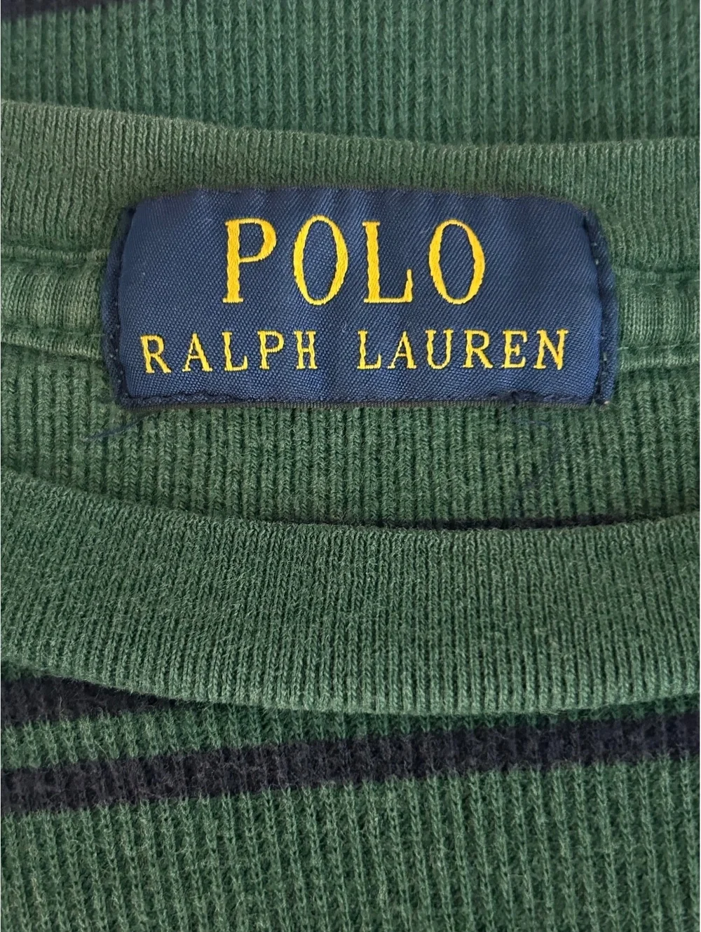 Polo Ralph Lauren Shirt Boys Large 14-16 Navy/Green Striped Crewneck Pony Logo